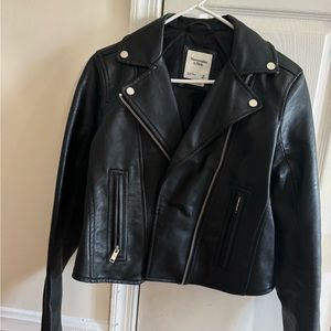 Abercrombie and Fitch Black Vegan Leather Jacket Size M